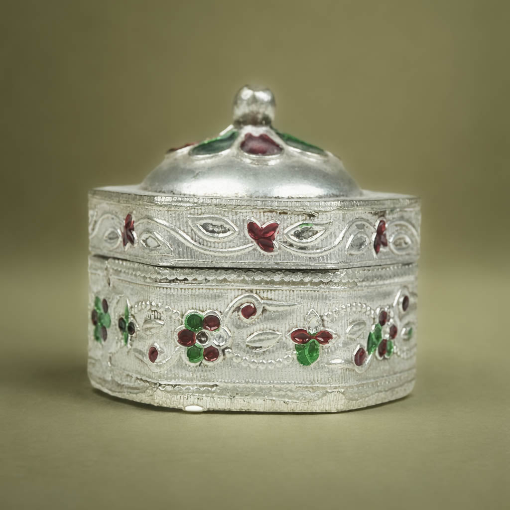 Floral Silver-Plated Hexagon Box-GRI0240