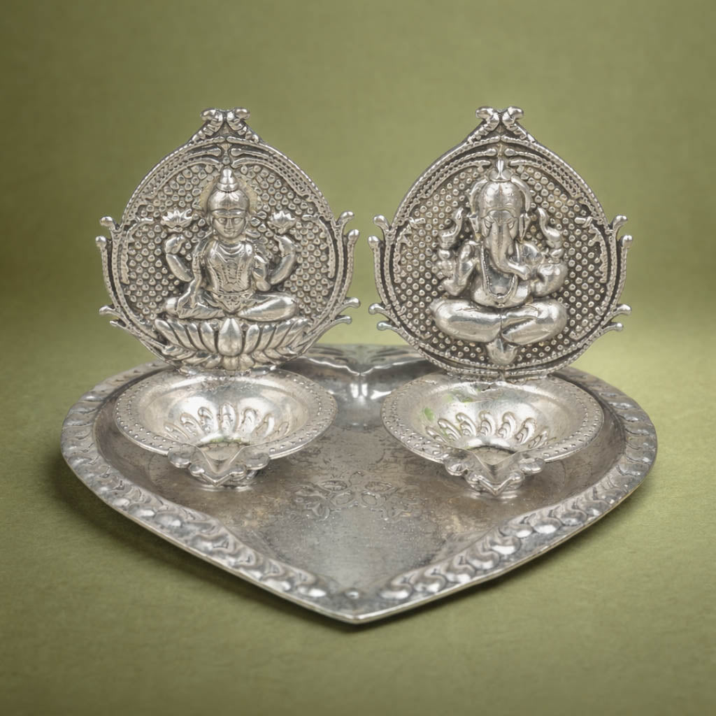 Lakshmi Ganesha Silver Deepa-GRI0280