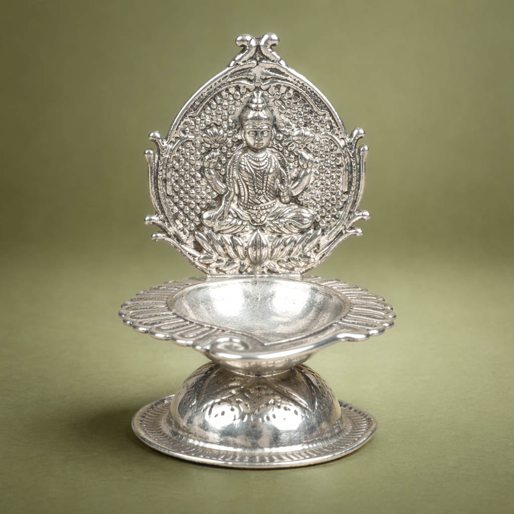Lakshmi Kamal Metal Diya-GRI0710