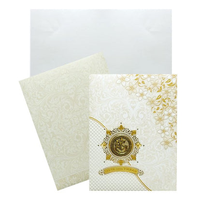 White Floral Design With Nameplate Invitation Card-King of Cards