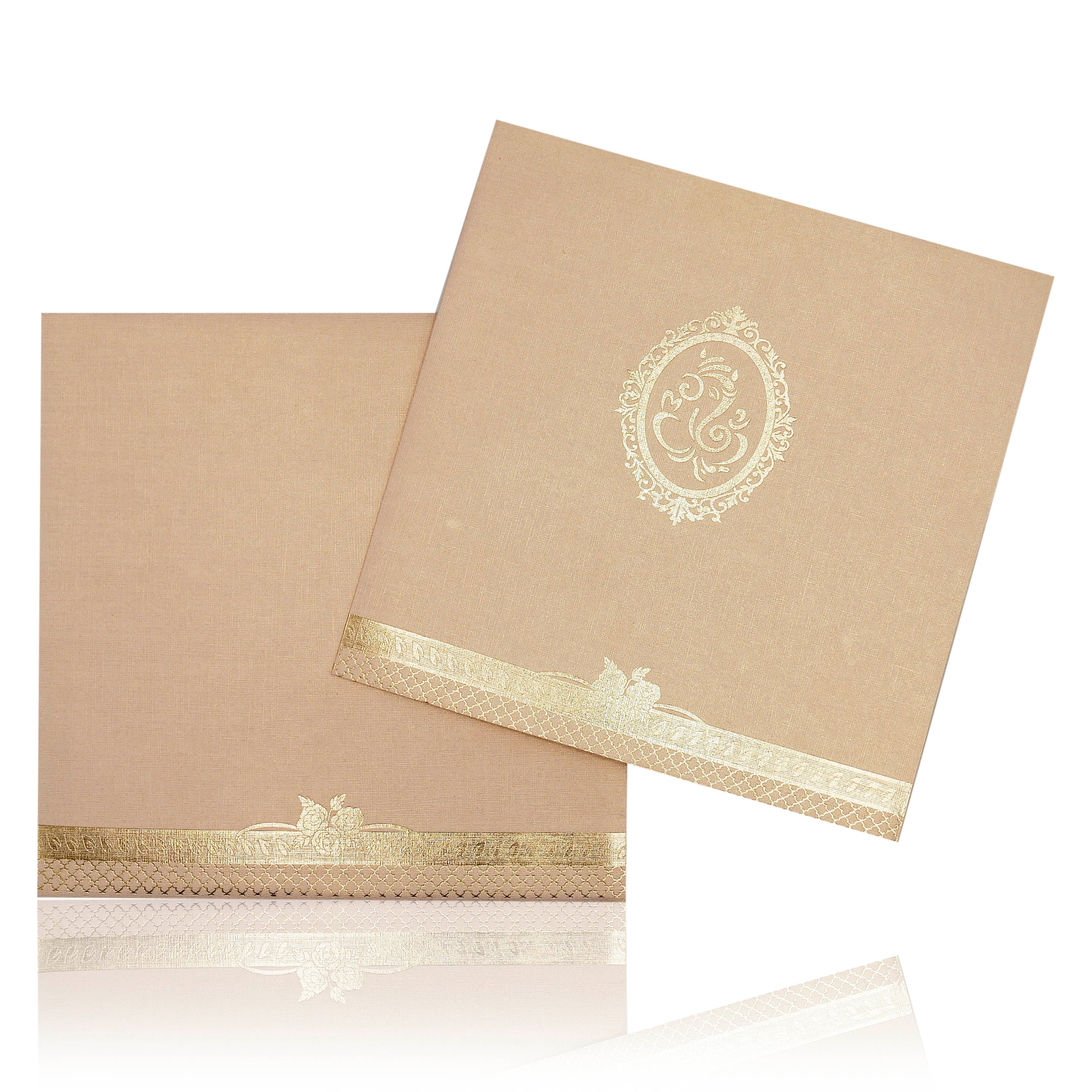 Grey Metallic Ganesha Invite With Gold Foiling