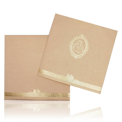Grey Metallic Ganesha Invite With Gold Foiling