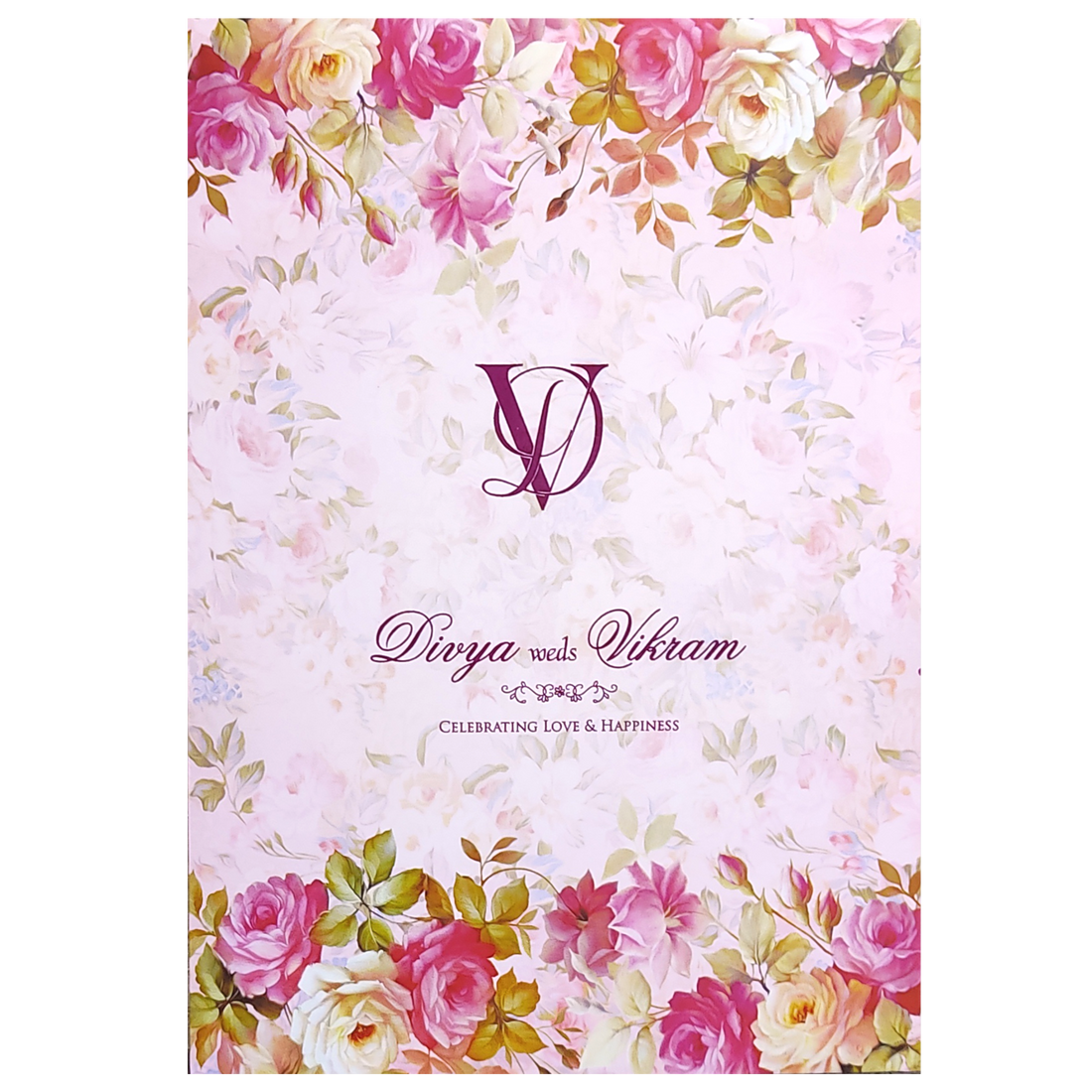 Light Pink Floral Paper Sheet Wedding Card-King of Cards