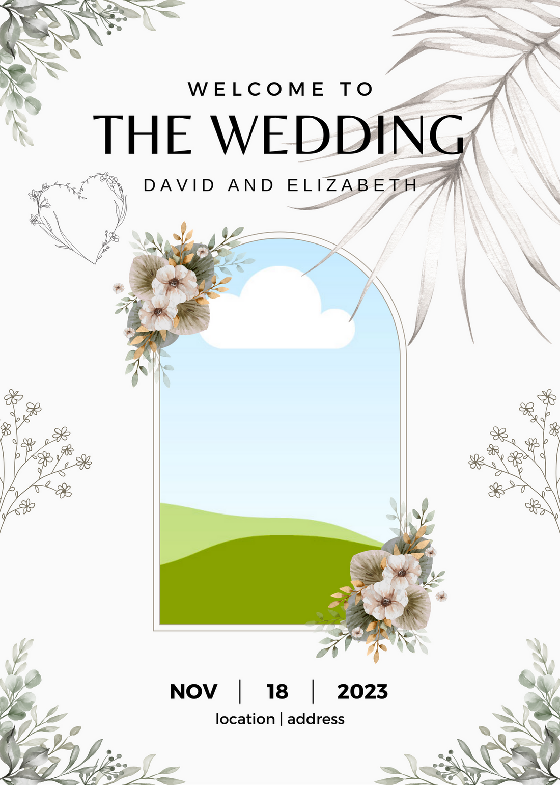 Grey Watercolour Photo Based Wedding Invitation-AAPHO001
