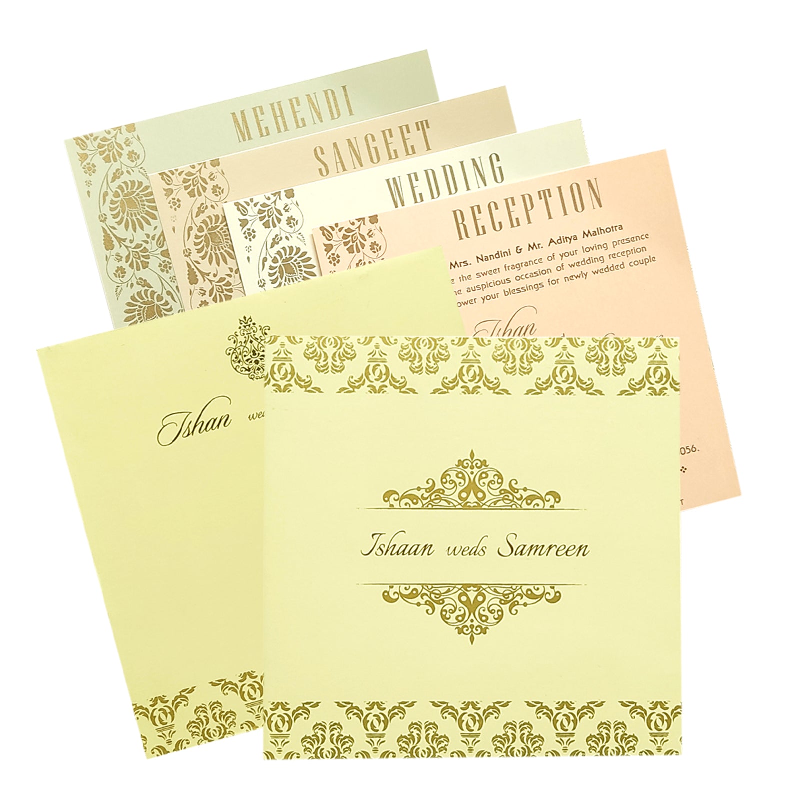 Cream Gold Design Invitation Card-KRC29832
