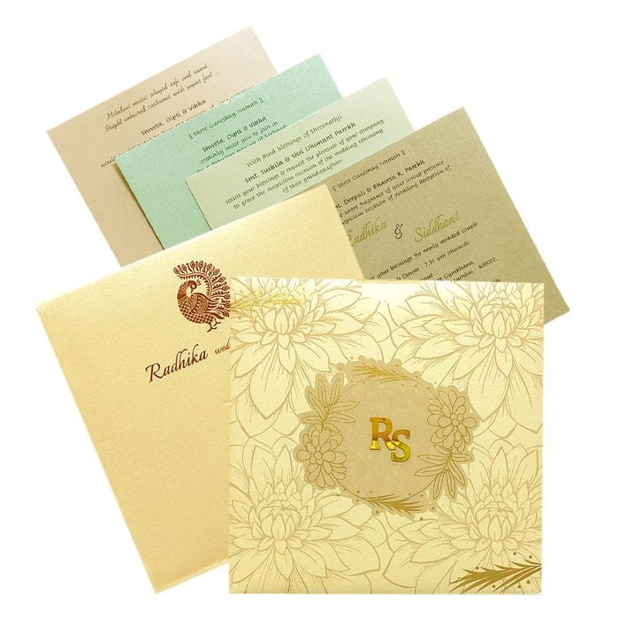 Cream Floral Nameplate Invitation Card-King of Cards