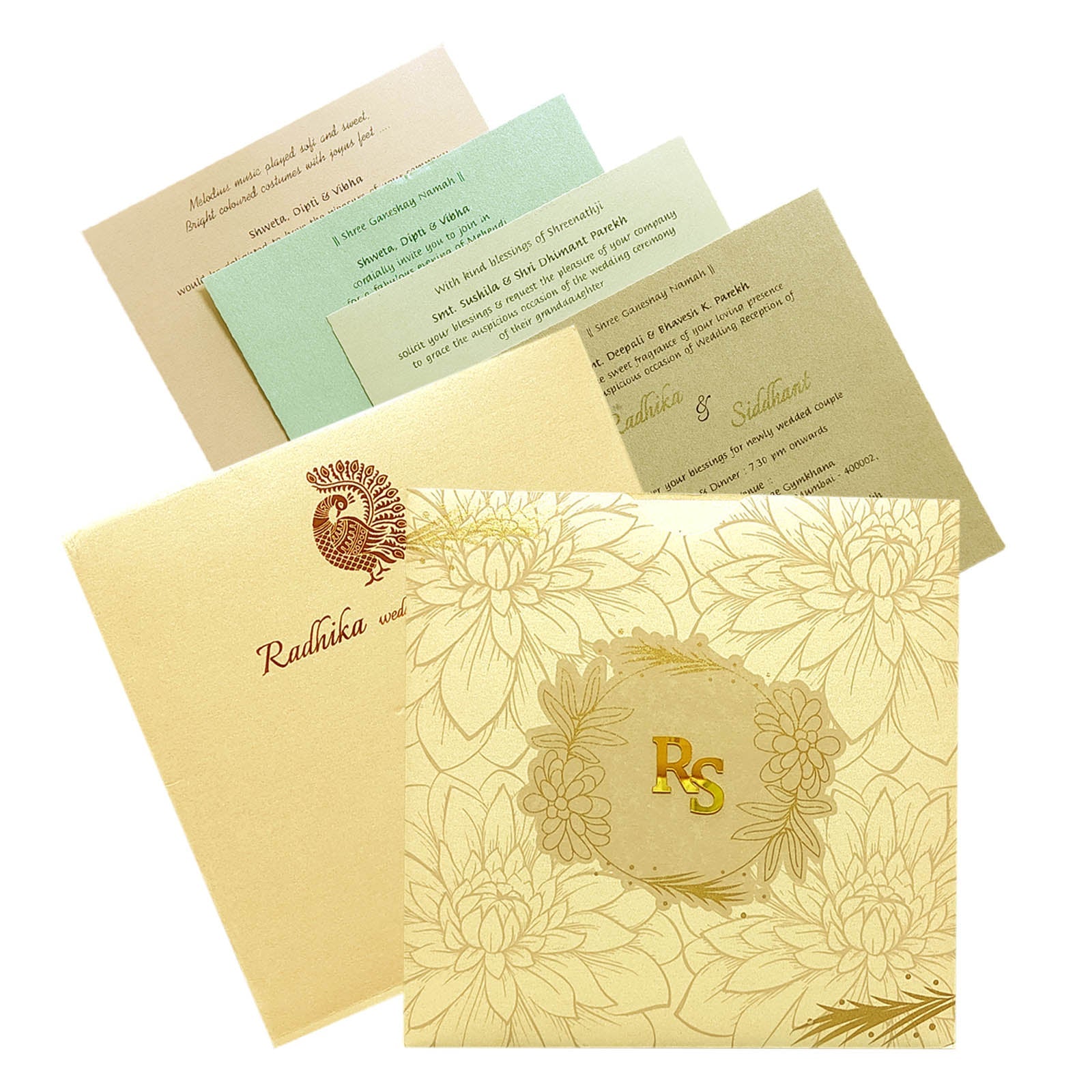 Cream Floral Nameplate Invitation Card-KRC29502