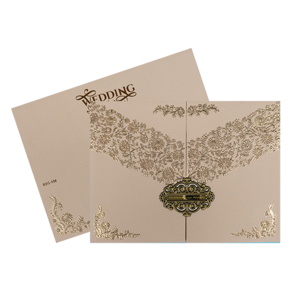 Cream Pink Floral Padded Wedding Card-KSSC1560