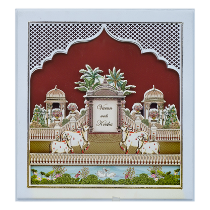 Maroon Royal Palace Wedding Invitation Box-KMMEX8320