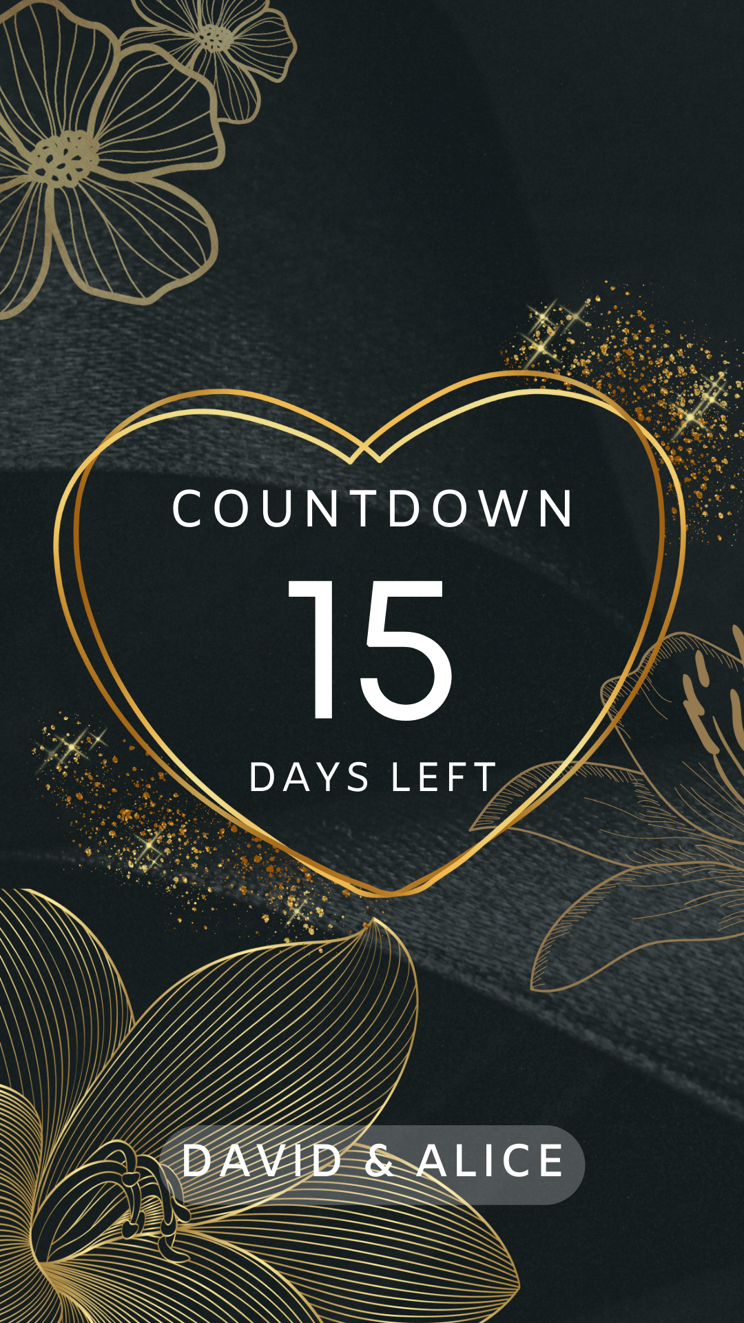 Golden Heart Countdown Invitation-AACDI003