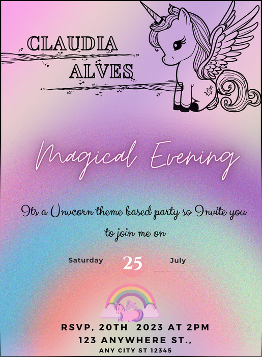 Galloping Wings Unicorns Invitation-AAUNI007