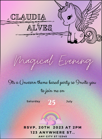 Galloping Wings Unicorns Invitation-AAUNI007