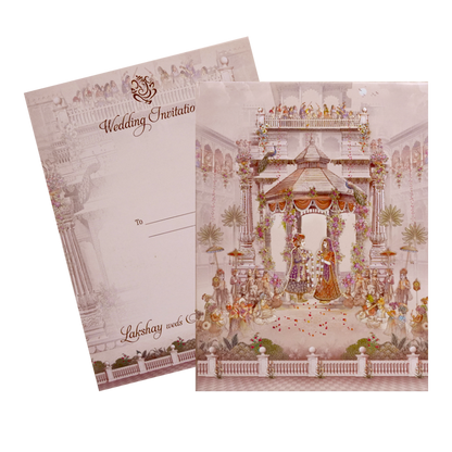 Light Apricot Pink Padded Invitation-King of Cards