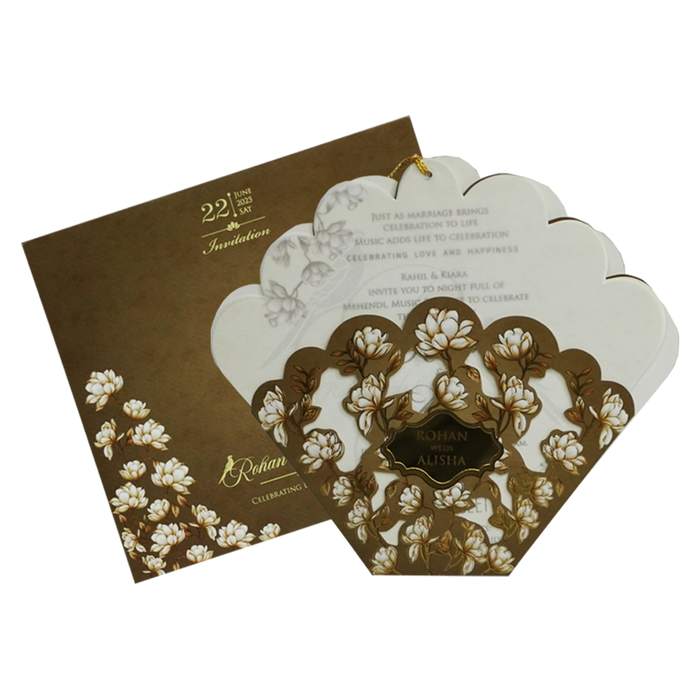 Brown Floral Nameplate Invitation Card-King of Cards