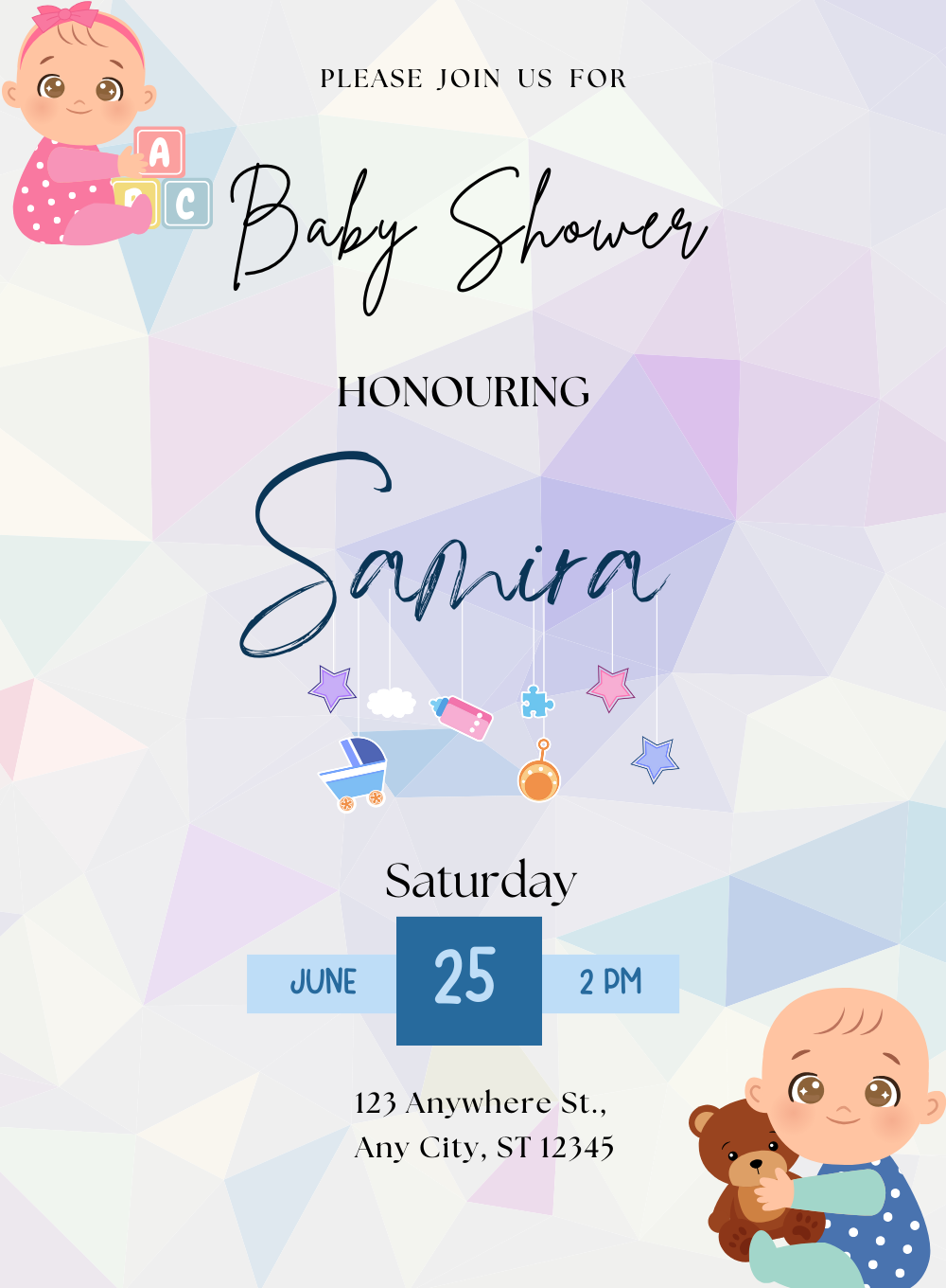 Geometric Design Baby Shower Invitations-AABSW021