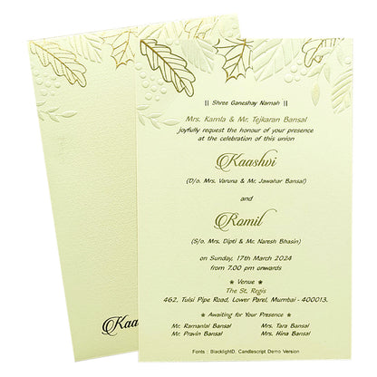 White Embossed Single Sheet Invitation Card-King of Cards