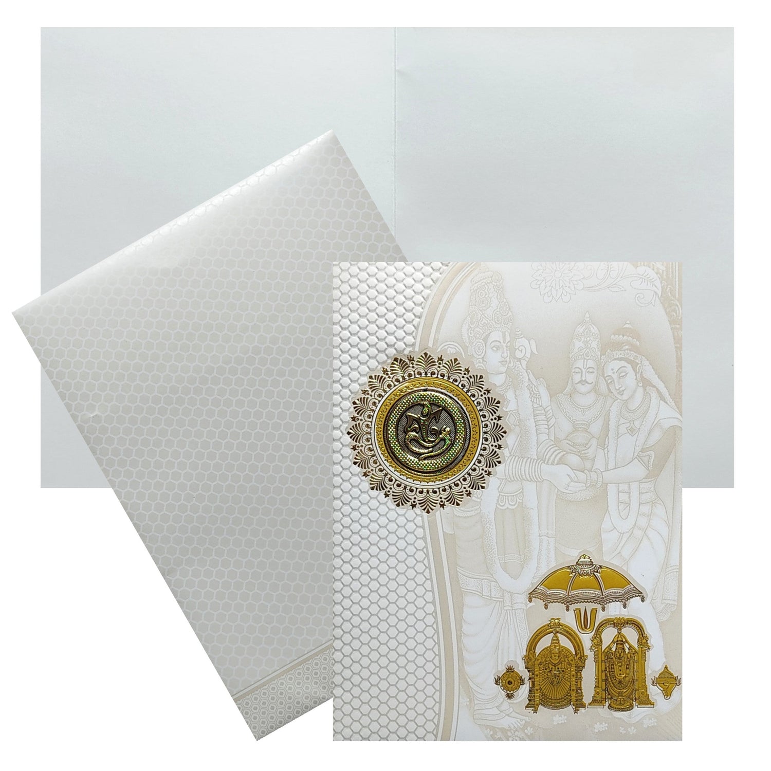 White Embossed Invitation Card-KNK7057W