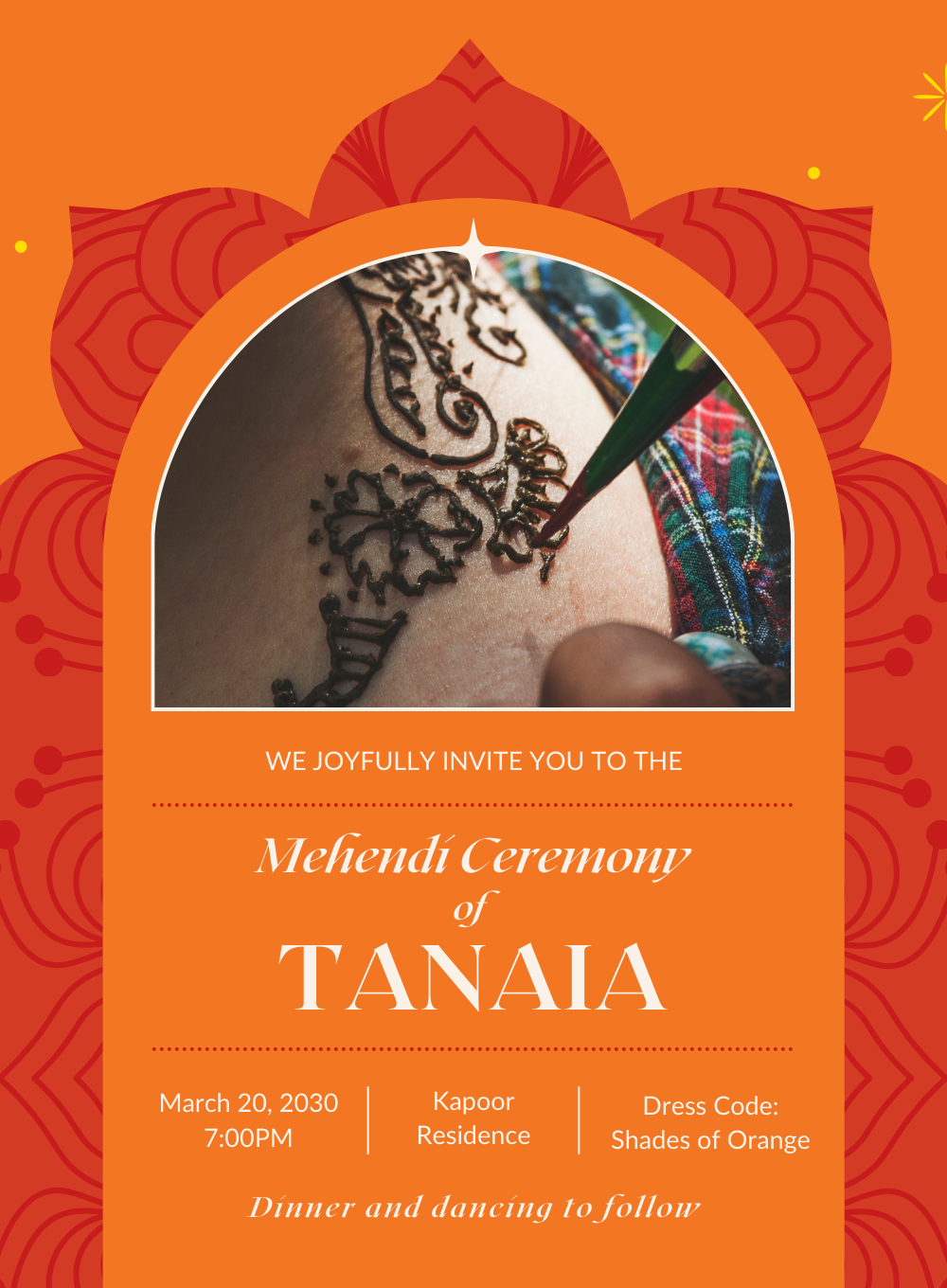 Orange Floral Mehndi Ceremony-AAMCI021