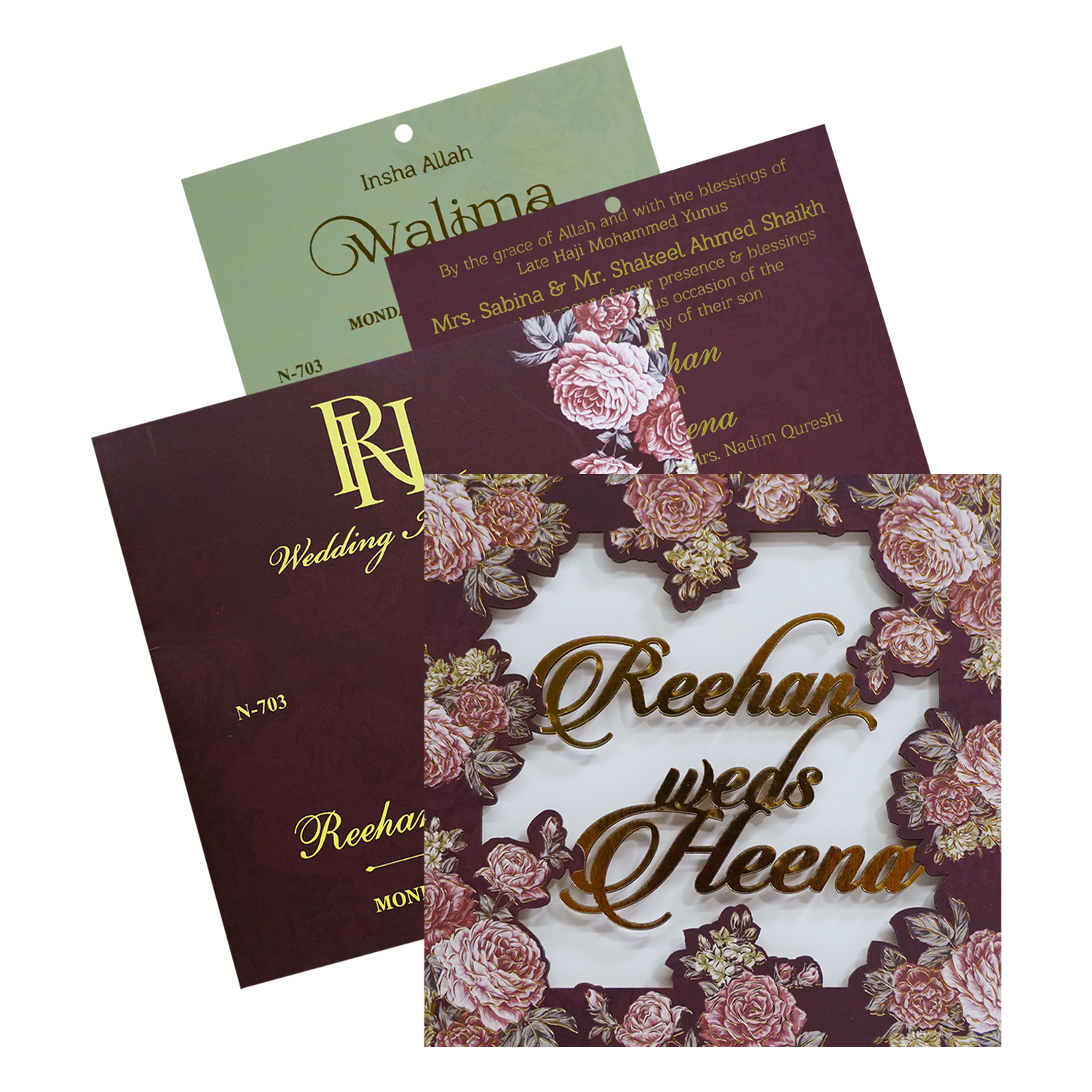 Deep Brown MDF Wedding Card-KVN07030