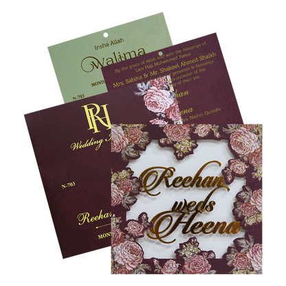 Deep Brown MDF Wedding Card-KVN07030