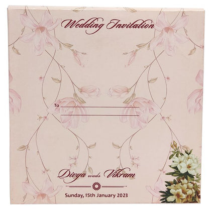 Pink Laser Cut MDF Board Wedding Card-KNKA8059-King of Cards