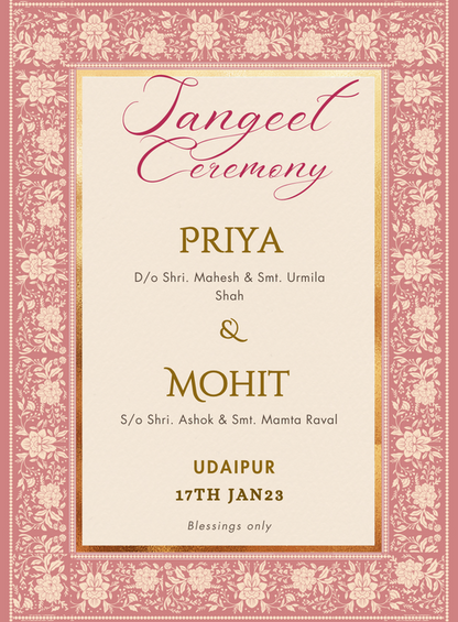 Gilded in Pink Sangeet Invitations-AASAN019