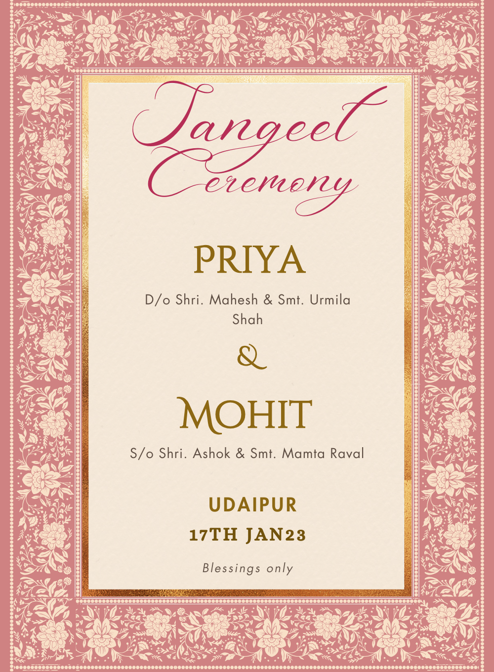 Gilded in Pink Sangeet Invitations-AASAN019