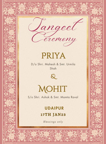Gilded in Pink Sangeet Invitations-AASAN019