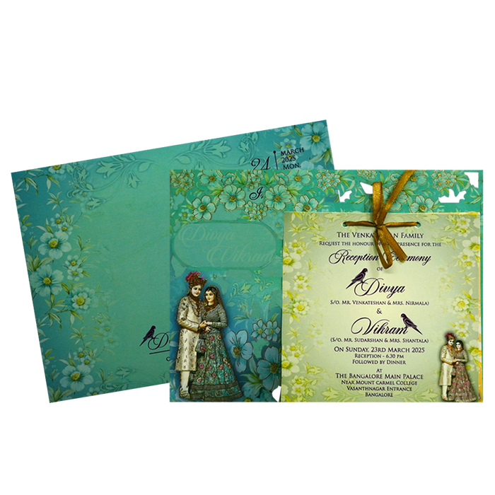 Green Bride Groom MDF Wedding Card-King of Cards