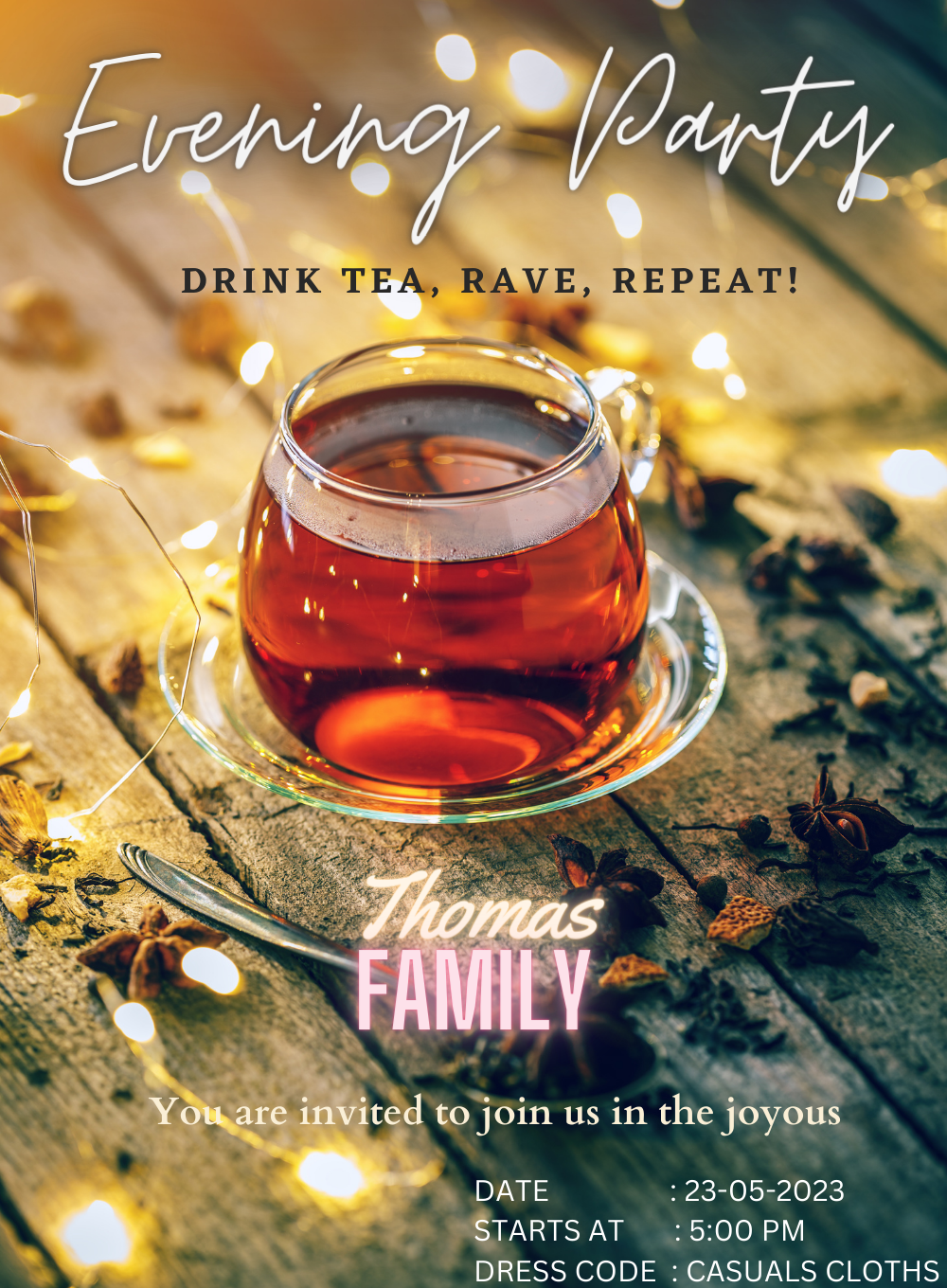 Glass Black Tea Invitation-AATEA008