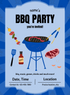 Blue Grill Barbeque Party Invitation-AABBQ001