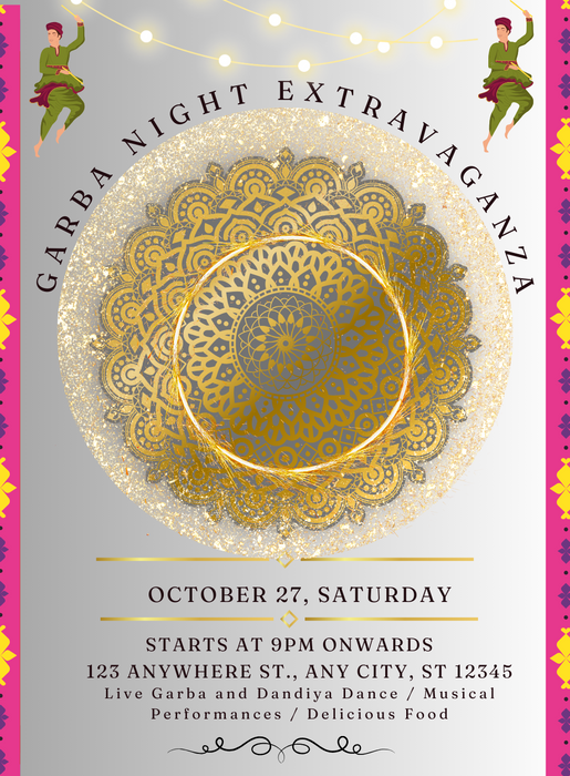 Glimmering Garba Garba Invitations-AAGAI012