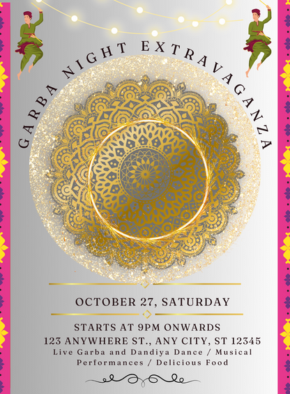 Glimmering Garba Garba Invitations-AAGAI012