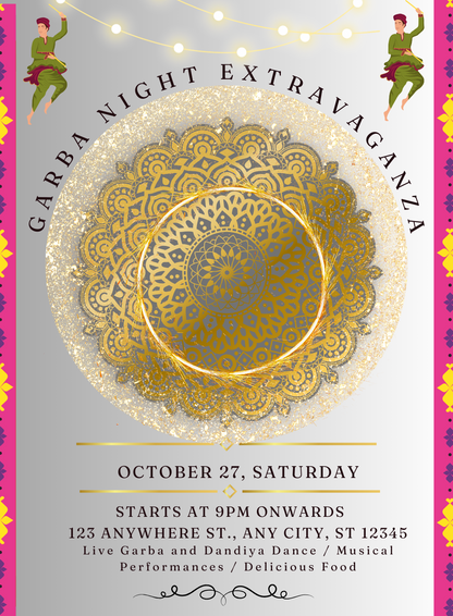 Glimmering Garba Garba Invitations-AAGAI012