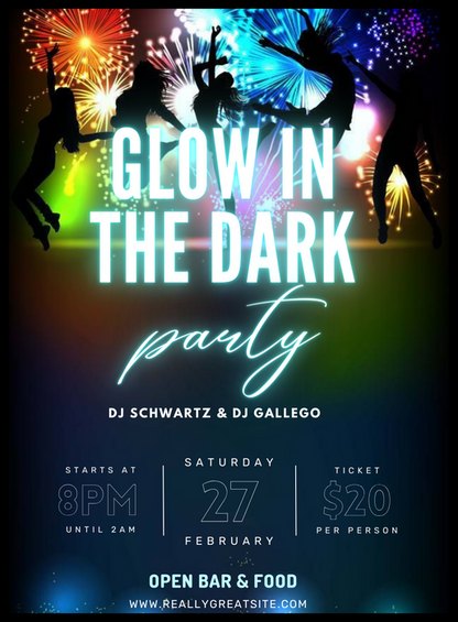 Glow Dark Dance Party Invitation-AADPI021