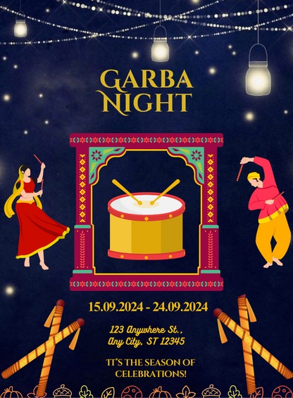 Glowing Garba Garba Invitations-AAGAI009