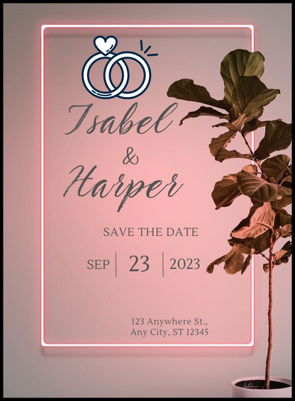 Glowing Hearts Modern Invitation-AAMEN002