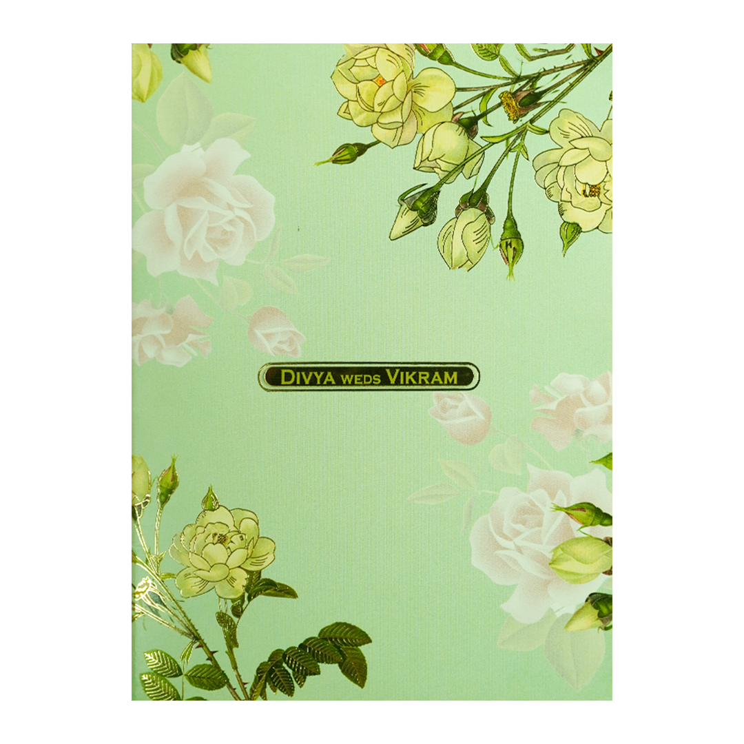 Mint Green Rose Floral Wedding Card-KNTY6814