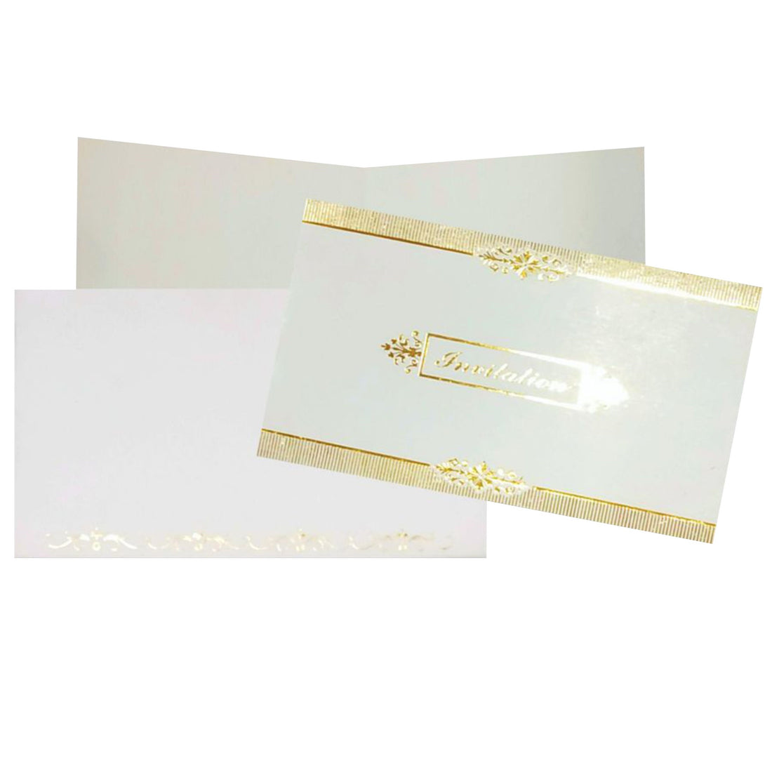 Selling White personal with gold border insert invitation card online. Buying invitation cards made easy with King of Cards! ? Customer Support ? Home Delivery