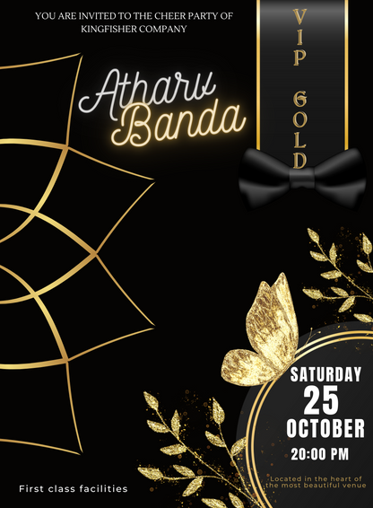 Gold Butterfly VIP Event Invitation-AAVET002
