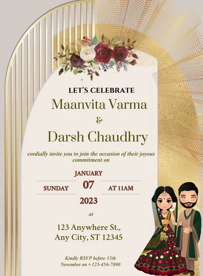 Gold Celebrate Gujarati Wedding Invitations-AAGWI026