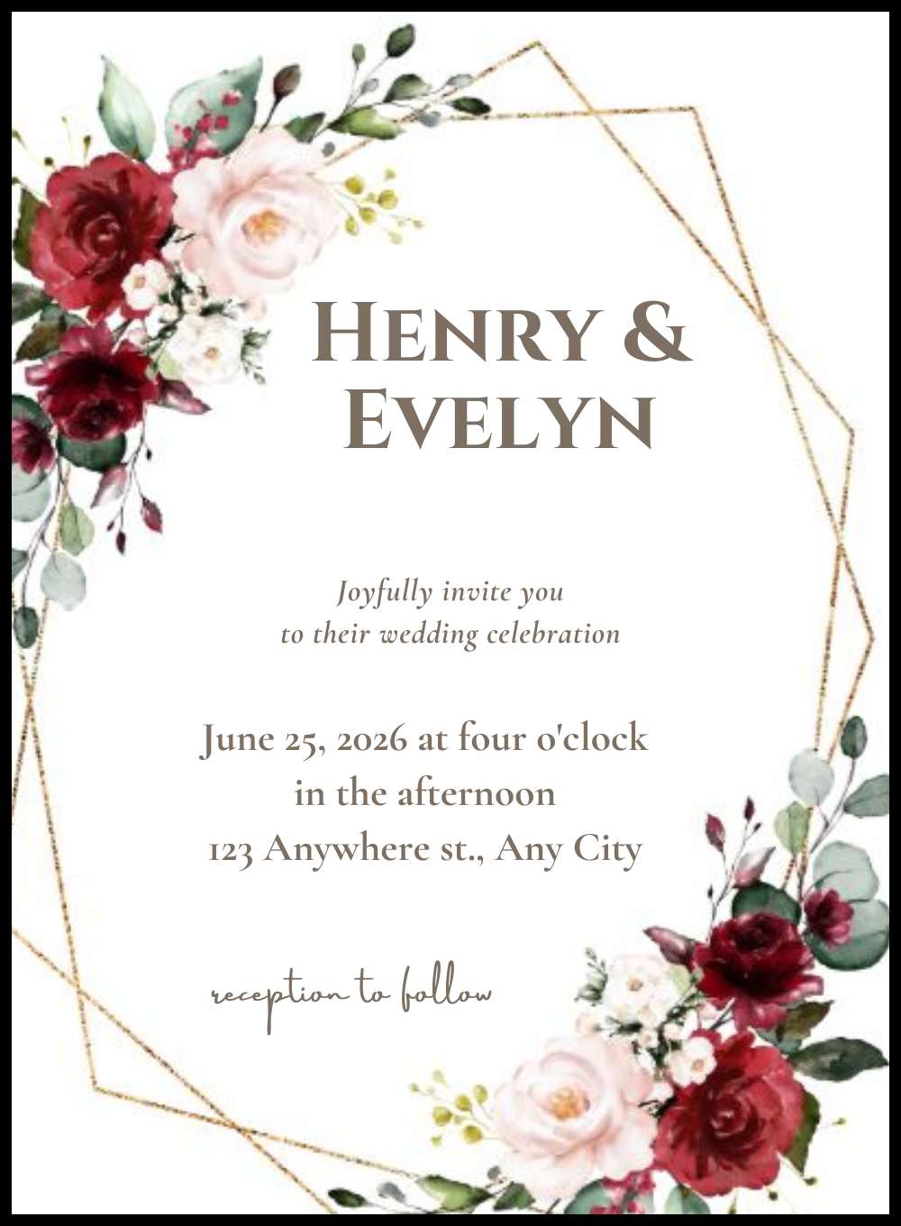 Gold Elegance Floral wedding Invitation-AAFWI013