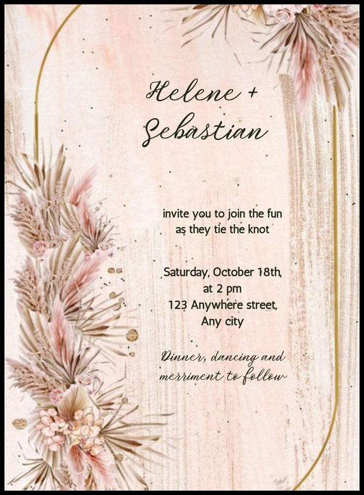 Gold Frame Floral wedding Invitation-AAFWI017