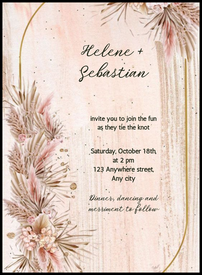 Gold Frame Floral wedding Invitation-AAFWI017