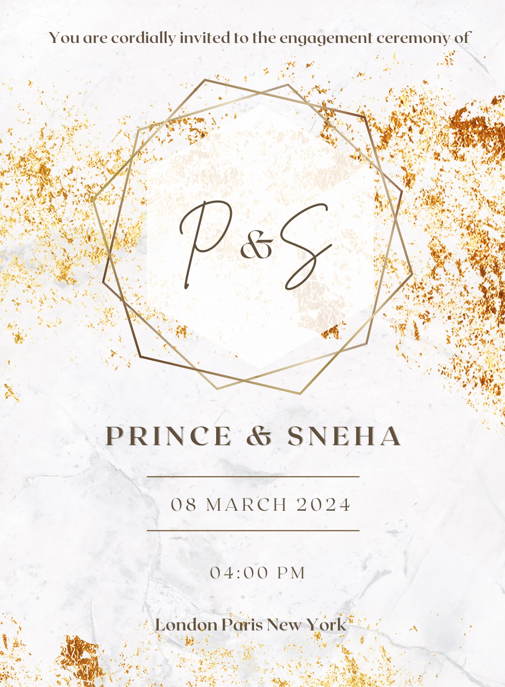 Gold Rings Engagement Invitation-AAEGI018