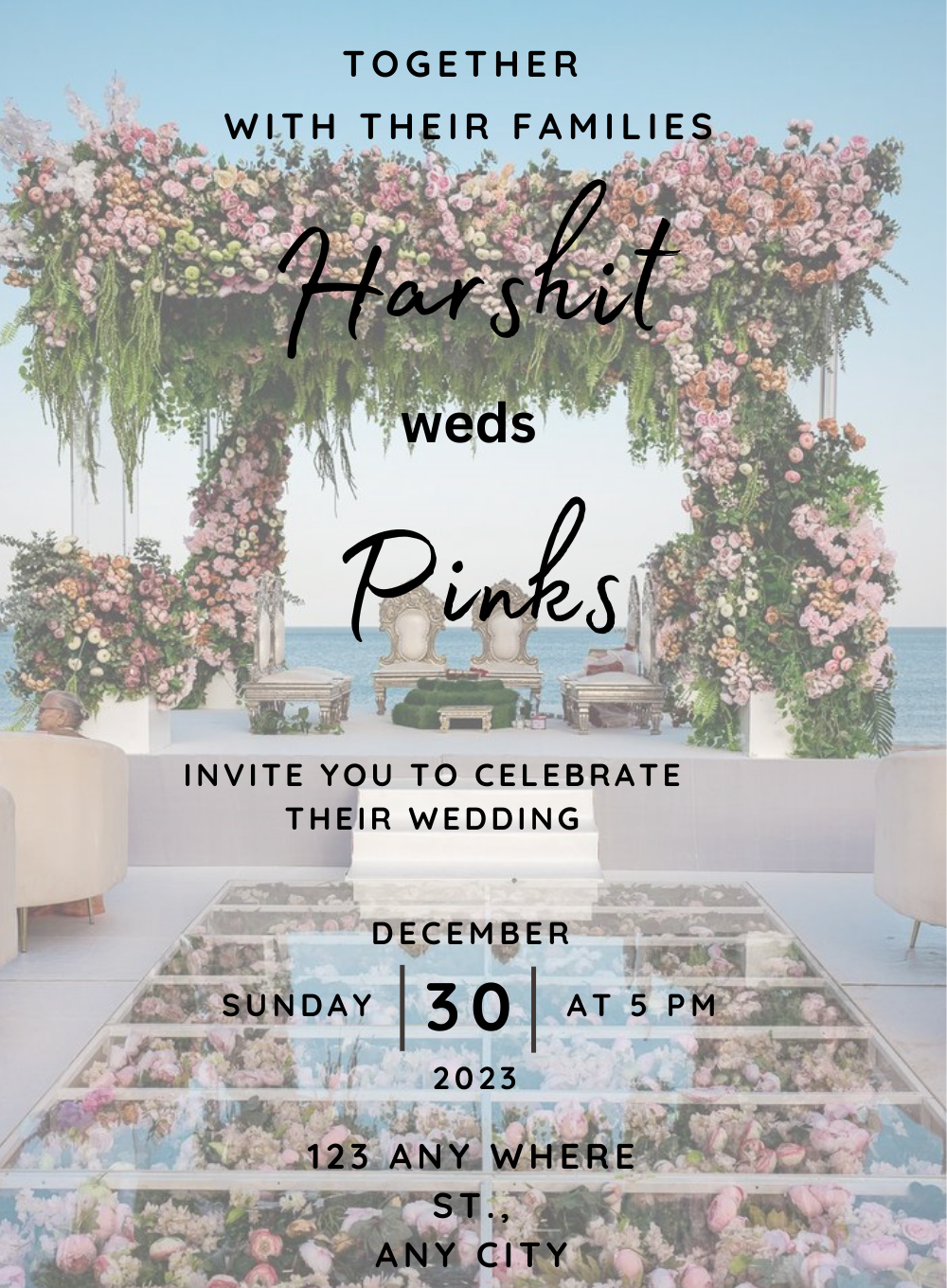 Golden Glow Destination Theme Invitation-AADTI013