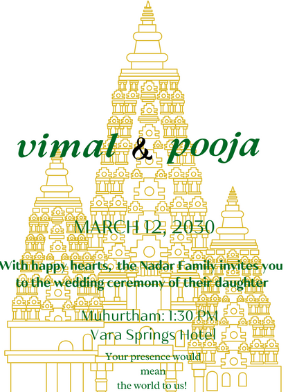 Golden South Indian Wedding Invitation-AASIW007