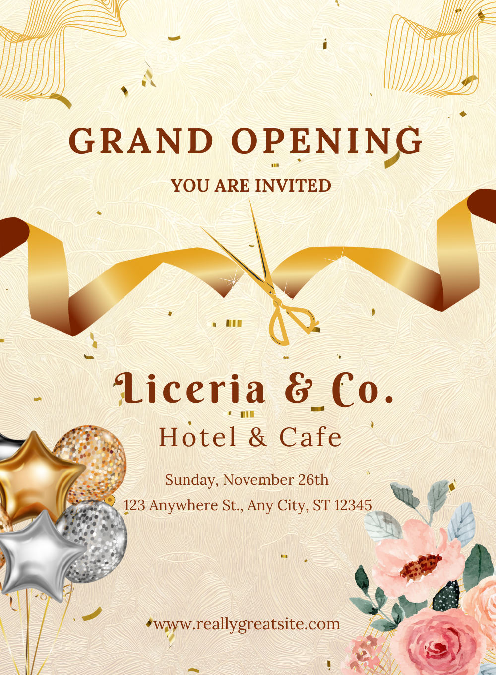 Golden Balloon Grand Opening Invitation-AAGRA006