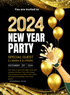 Bubbly Champagne New Year Party Invitation-AANYI008