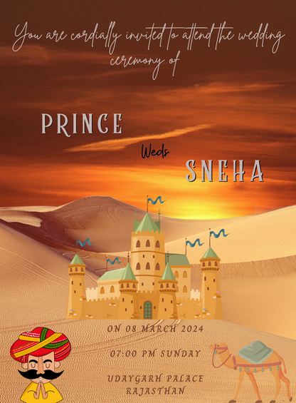 Golden Desert Premium Wedding Invitation-AAPWI012